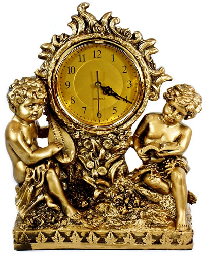 Gold Clock - Two Boys Reading Books