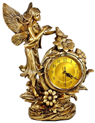 Gold Clock - An Angel and Dove