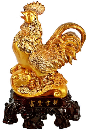 16" Gold Rooster Statue