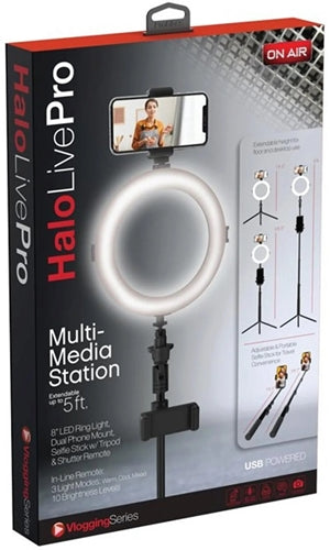 Tzumi ON AIR Halo Live Pro 5' Multi-Media Station with 8" LED Ring Light