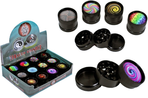 Kaleidoscope 3pc Tobacco Grinder Mini Mix 12pk - 30mm