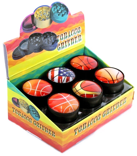 Sports Ball 52mm Fish Eye Design 3pc Grinder 12pk