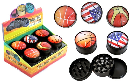 Sports Ball 52mm Fish Eye Design 3pc Grinder 12pk