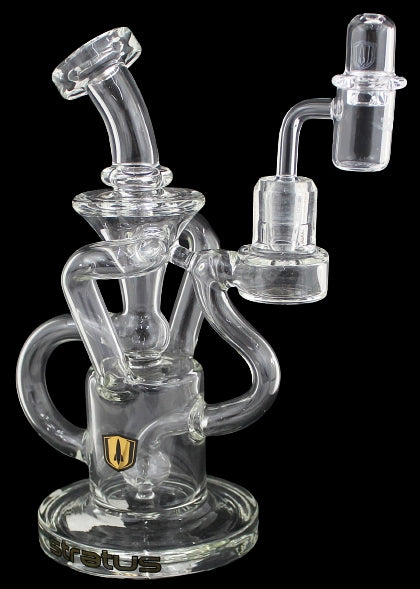 9" Stratus Glass Triple Tube Recycler with Banger and Carb Cap HK436