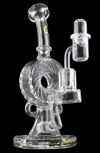 9" Stratus Glass Donut Vortex Recycler Rig With Banger and Carb Cap