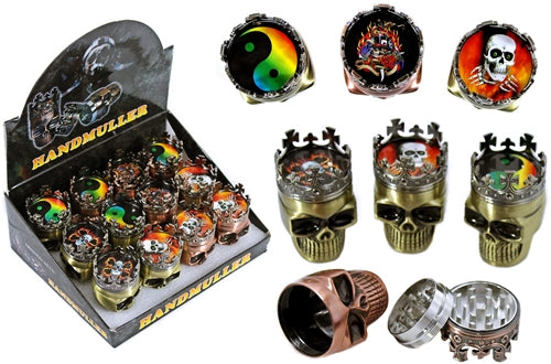 Handmuller 45mm King Skull 3pc Grinder 12pk