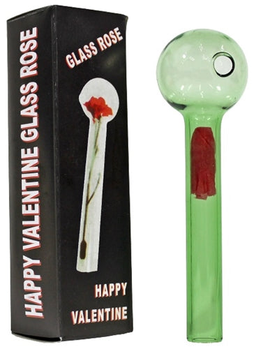 24ct Happy Valentine Glass Rose - Green