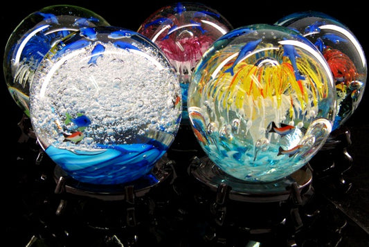 Glass Art Sea Ball With Stand