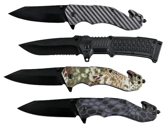 4ct UV Design ABS Spring Assisted Folding Knife Assortment KC-1