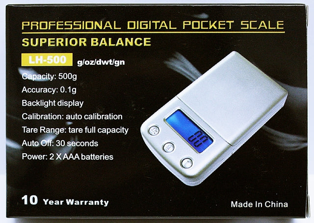 Superior Balance 500G x 0.1G Pocket Scale LH-500