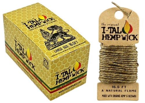 I-tal Hempwick Large 16.5ft With Holders 24pk