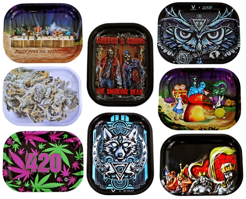 10ct V Syndicate Metal Rolling Tray Assortment - Small