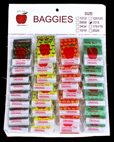 Mini Zip Apple Baggies with Cardboard Display (Choose Design-Size)