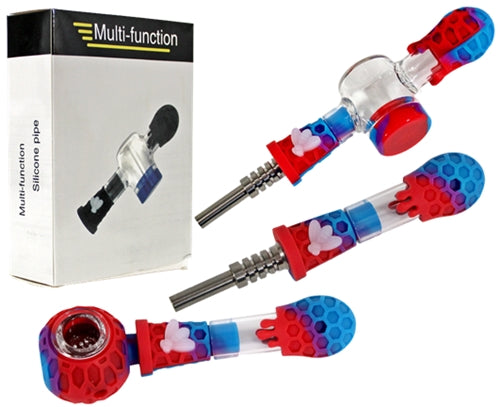 Multi-Function 3in1 Silicone Pipe Nectar Collector Kit