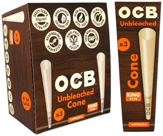 OCB Unbleached Cones - King Size 3-Packs x 32pk