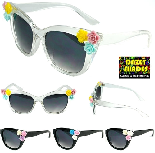 12ct Dazey Shades Ladies Fashion Eyewear With Plastic Flowers P4206