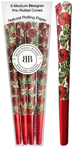 Beautiful Burns 8pk Pre-Rolled 98mm Designer Cones - Passion Poppies