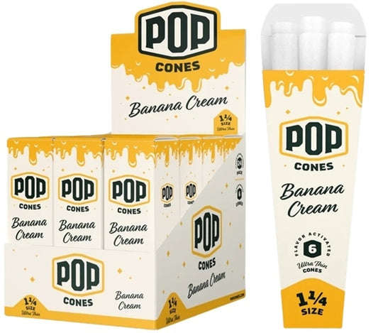 Pop Cones Flavor Activated Pre-Rolled Cones - 1 1-4 - ULTRA THIN - Banana Cream