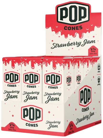 Pop Cones Flavor Activated Pre-Rolled Cones - 1 1-4 - ULTRA THIN - Strawberry Jam
