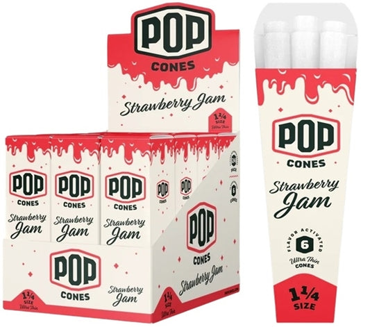 Pop Cones Flavor Activated Pre-Rolled Cones - 1 1-4 - ULTRA THIN - Strawberry Jam