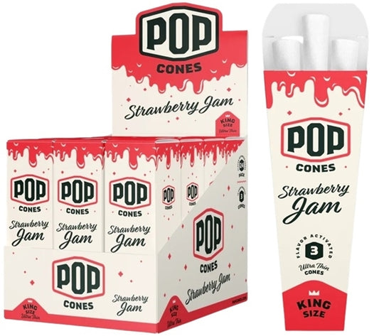 Pop Cones Flavor Activated Pre-Rolled Cones - King Size - ULTRA THIN - Strawberry Jam