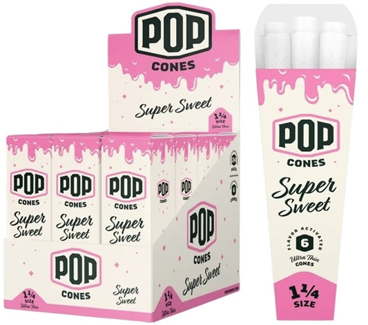 Pop Cones Flavor Activated Pre-Rolled Cones - 1 1-4 - ULTRA THIN - Super Sweet