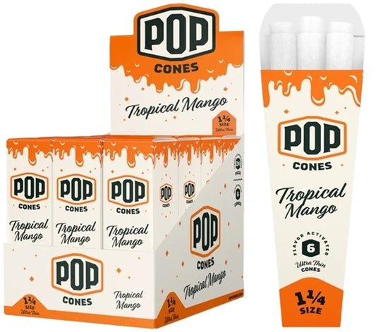 Pop Cones Flavor Activated Pre-Rolled Cones - 1 1-4 - ULTRA THIN - Tropical Mango