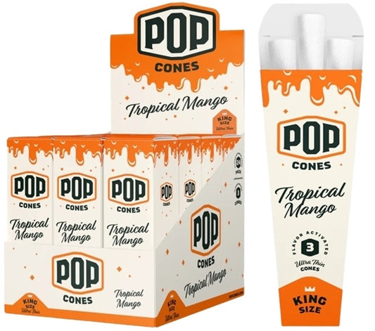 Pop Cones Flavor Activated Pre-Rolled Cones - King Size - ULTRA THIN - Tropical Mango