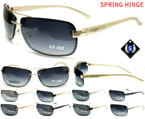 12ct G Sport Aluminum Aviator Sunglasses With Logo And Sping Hinge RAM09