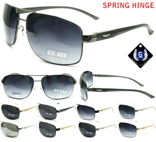 12ct G Sport Aluminum Aviator Sunglasses With Logo And Sping Hinge RAM10