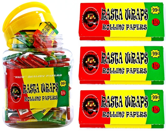 Rasta Wraps Rolling Papers - 1 1-2 78mm 50pk