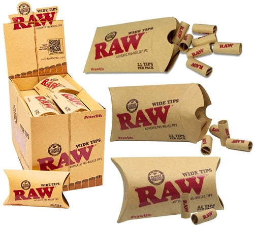 Raw Authentic Pre-Rolled Wide Tips 20pk