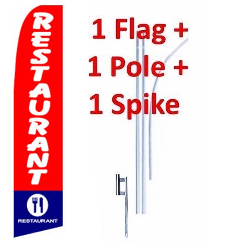 15' Restaurant Windless Business Bow Swooper Feather Flag Kit