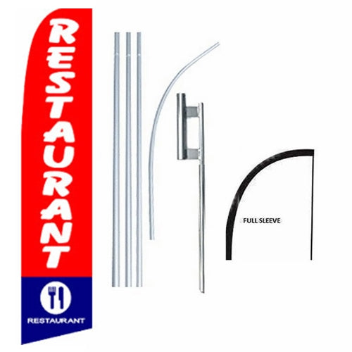 15' Restaurant Windless Business Bow Swooper Feather Flag Kit