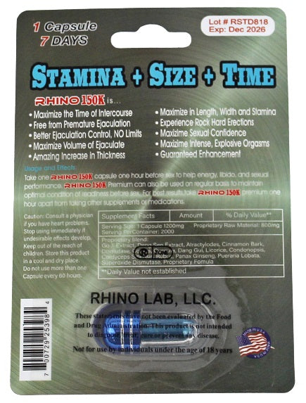 Rhino Extreme 150k Male Enhancement Capsules