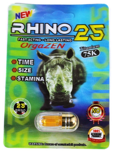 Rhino 25 Titanium 75K Male Enhancement Capsules