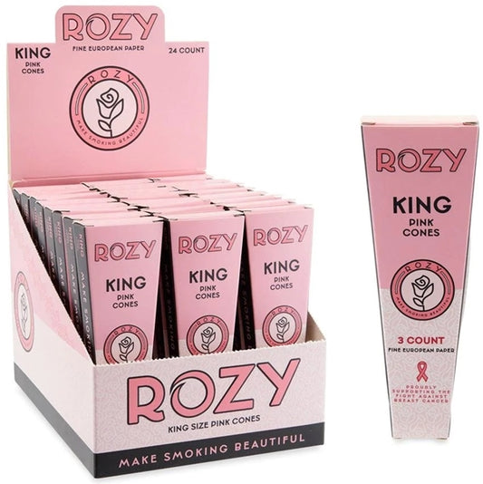 Rozy Pink Pre-Rolled Cones - King Size - 3pk – 24ct Display