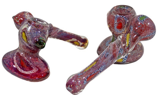 2ct 6" Side Car Roped Frit Art Bubbler Water Pipe