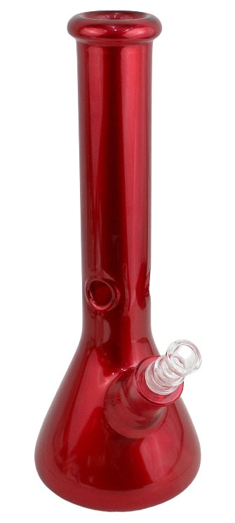 14" Glass On Glass Red Color Beaker Water Pipe