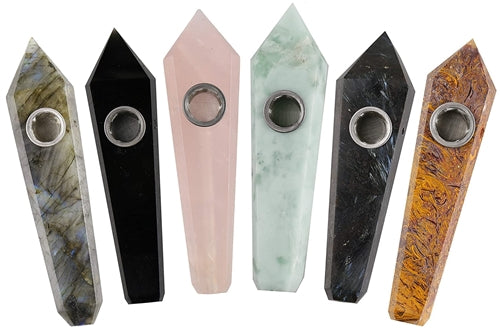 Natural Stone Healing Crystal Point Diamond Hand Pipe