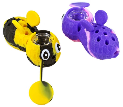 2ct 3.5" Bee Shape Silicone Hand Pipe Assortment