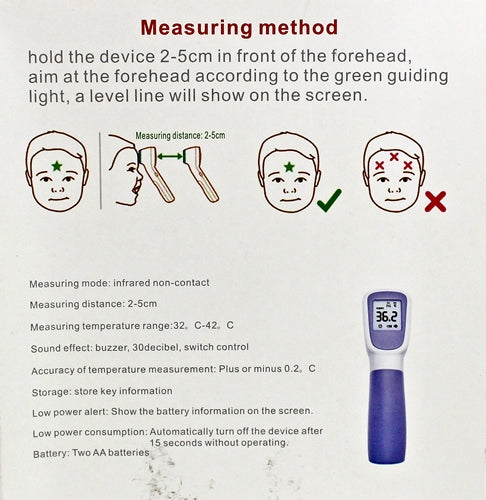 No Contact Infrared Digital Forehead Thermometer