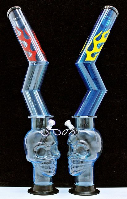 21" Acrylic Z Flame Skull Water Pipe