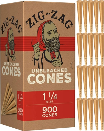 ZIG-ZAG Pre Rolled Cones Unbleached - 1 1-4 Size - 900ct