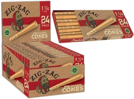 Zig Zag Pre-Rolled Unbleached Cones 1 1-4 12pk