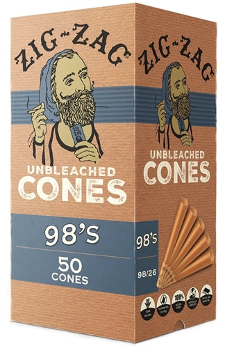 Zig Zag Mini Bulk Unbleached Cones - 98s - 50pk