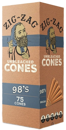 Zig Zag Mini Bulk Unbleached Cones - 98s - 75pk