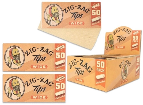 Zig Zag Unbleached Wide Tips 50pk - Wide