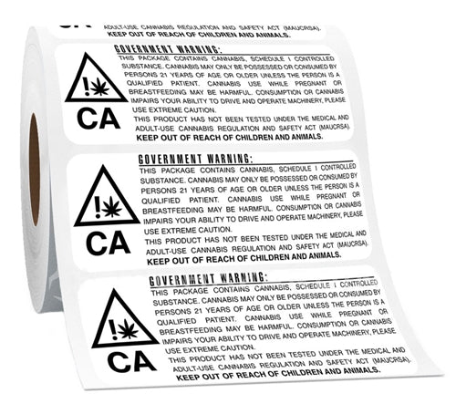 California RX Medical Compliant Government Warning Label - 1000 Labels