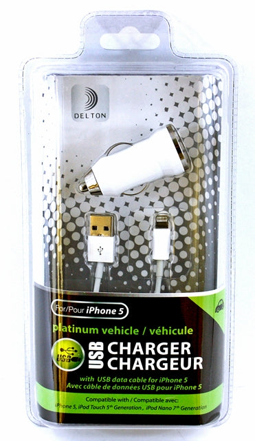 Vehicle USB Charger Kit With USB Data Cable for iPhone 5